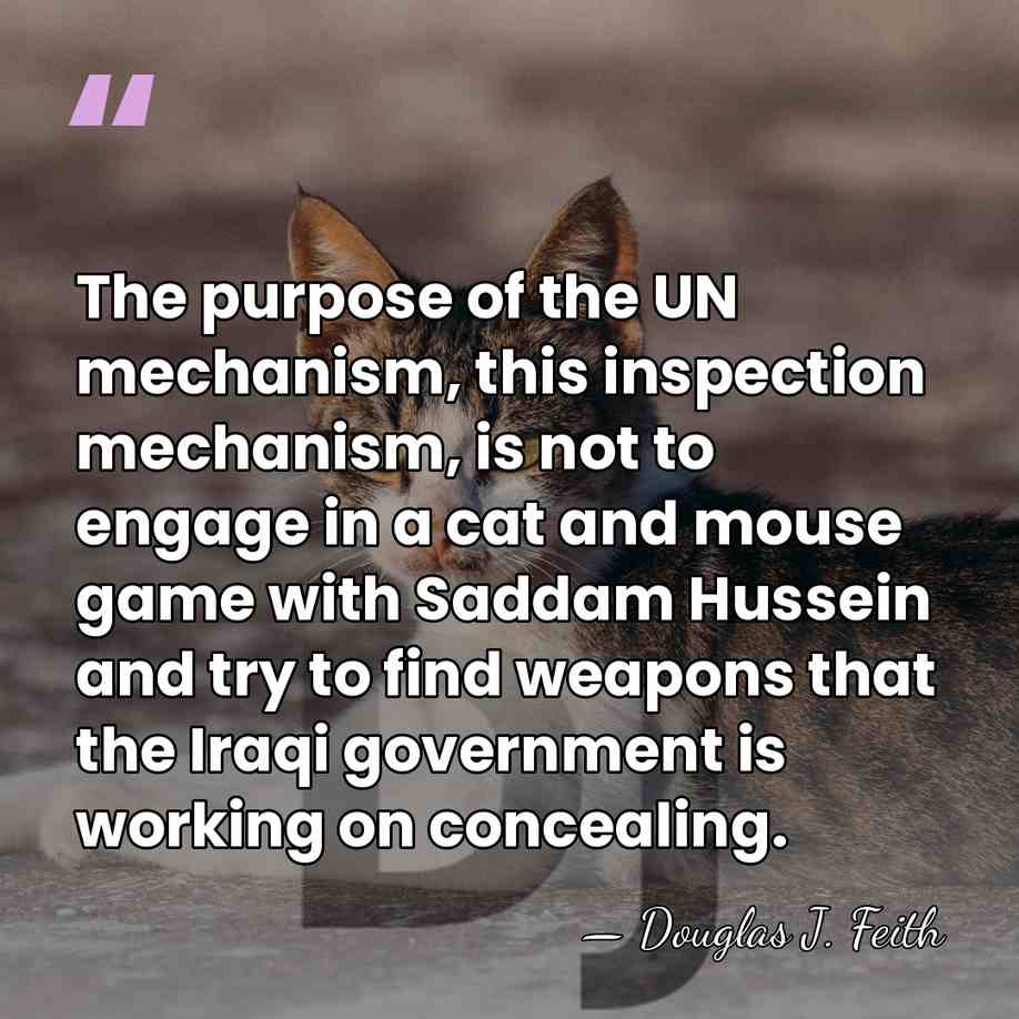 The purpose of the UN mechanism, this inspection mechanism, is not to&hellip; - Douglas J. Feith