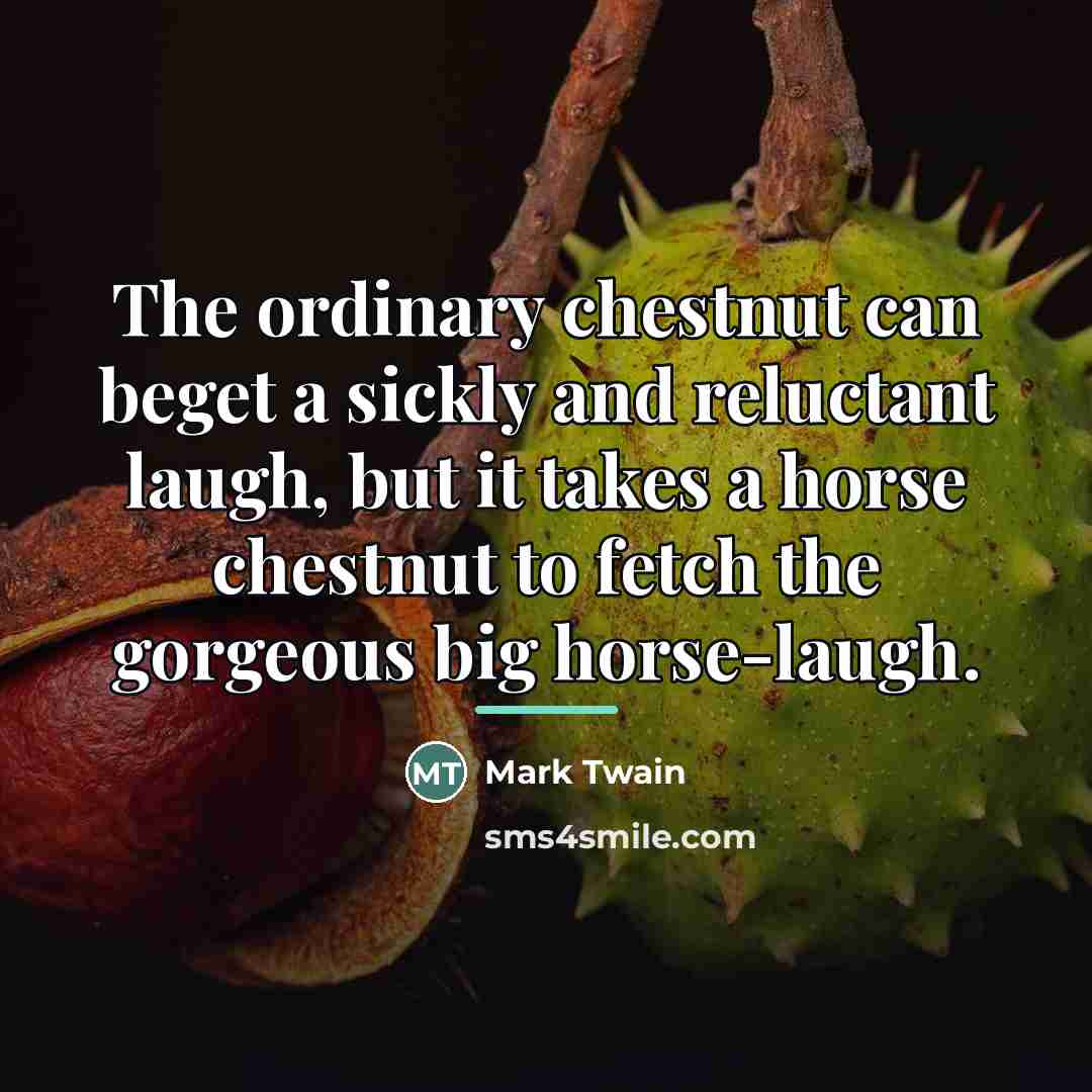 “The ordinary chestnut can beget a sickly and reluctant laugh,…” quote by Mark Twain