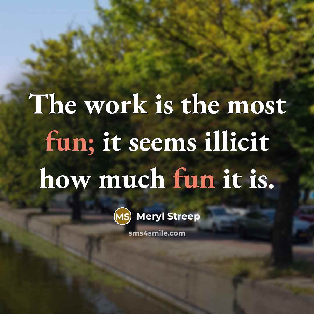 “The work is the most fun; it seems illicit how…” quote by Meryl Streep