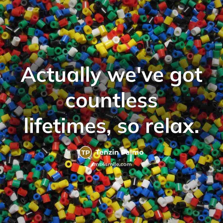 “Actually we've got countless lifetimes, so relax.…” quote by Tenzin Palmo