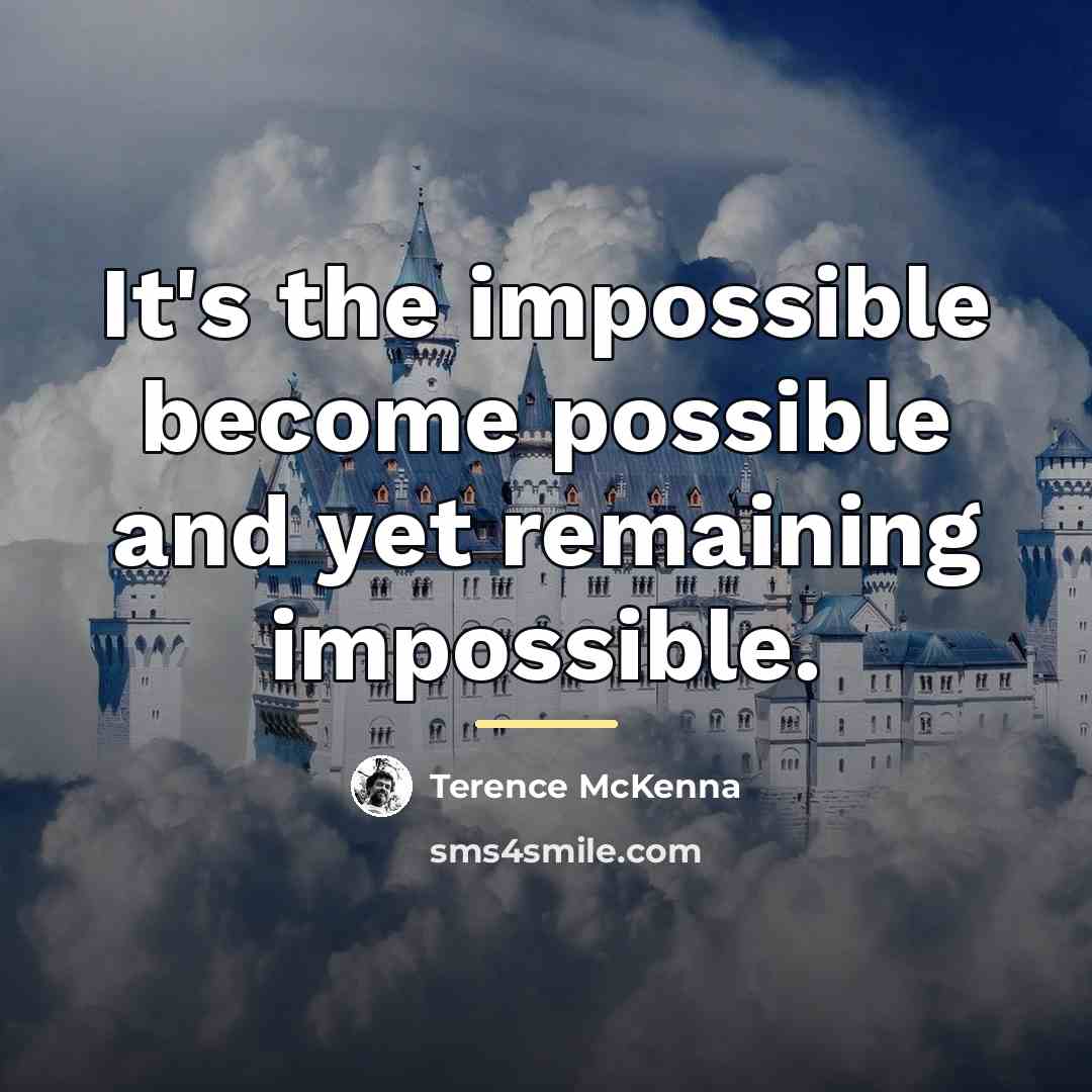 “It's the impossible become possible and yet remaining impossible.…” quote by Terence McKenna