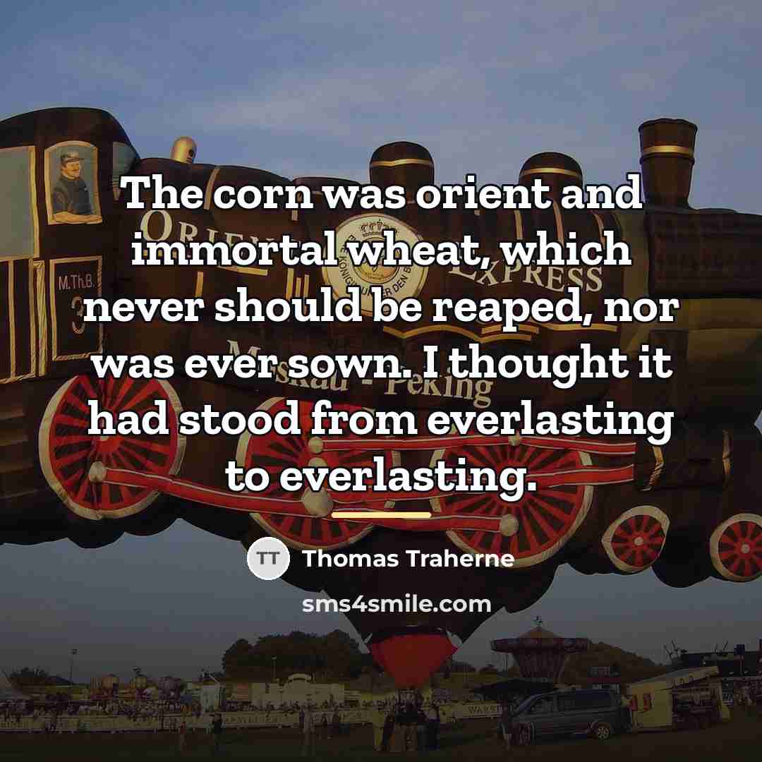 “The corn was orient and immortal wheat, which never should…” quote by Thomas Traherne