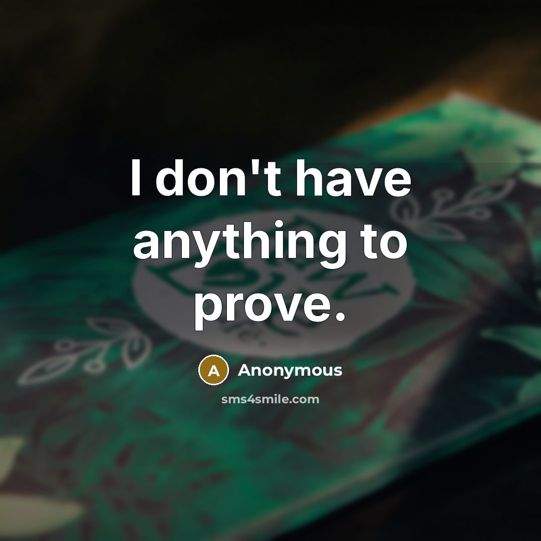 “I don't have anything to prove.…” quote by Anonymous