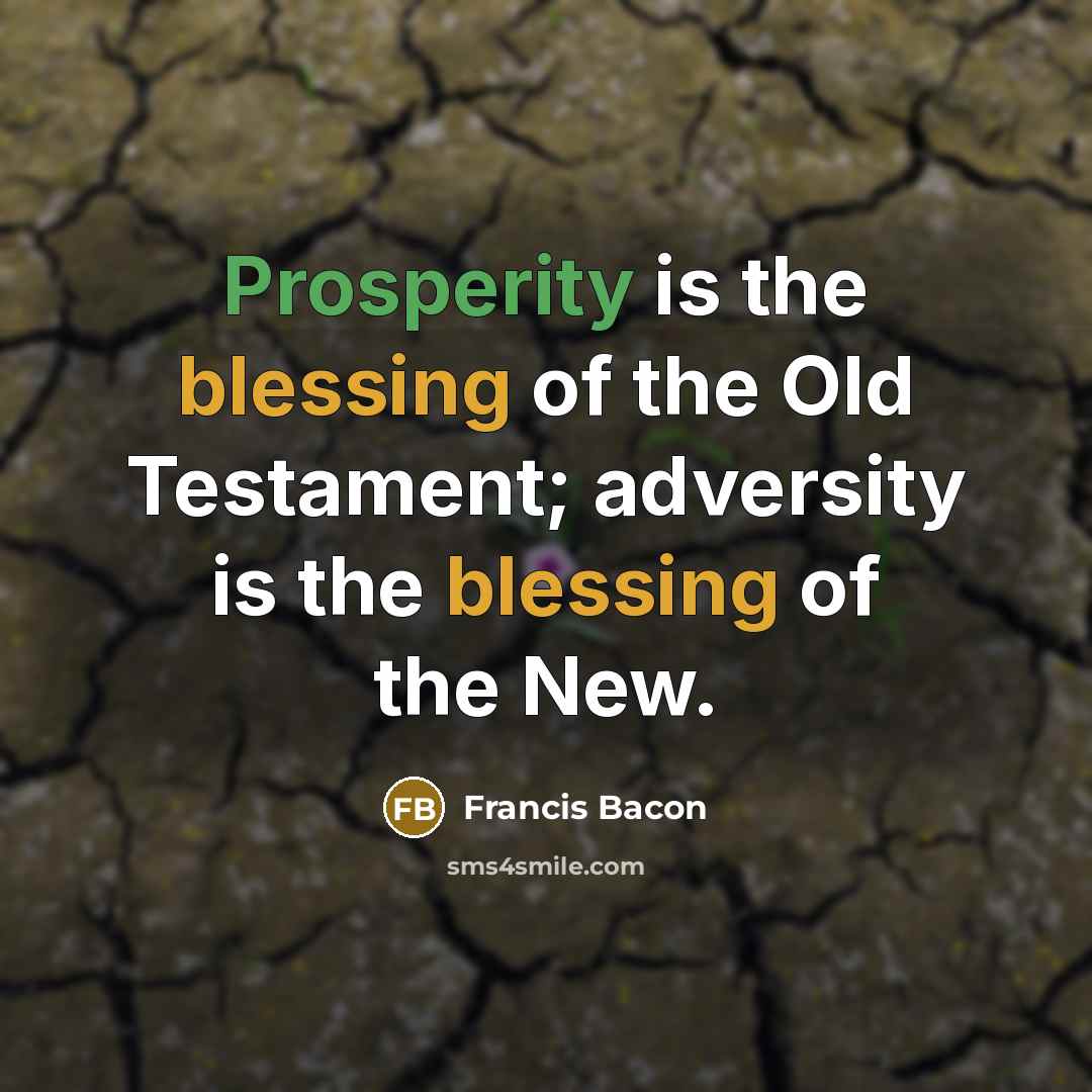 “Prosperity is the blessing of the Old Testament; adversity is…” quote by Francis Bacon