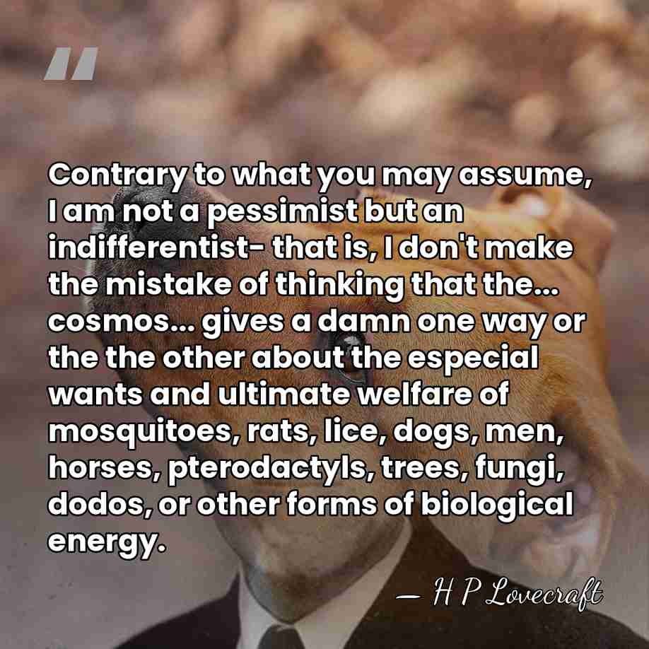 Contrary to what you may assume, I am not a pessimist but&hellip; - H P Lovecraft