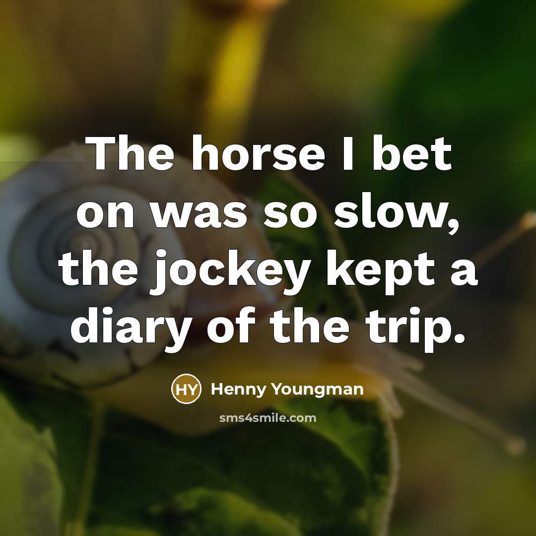 “The horse I bet on was so slow, the jockey…” quote by Henny Youngman