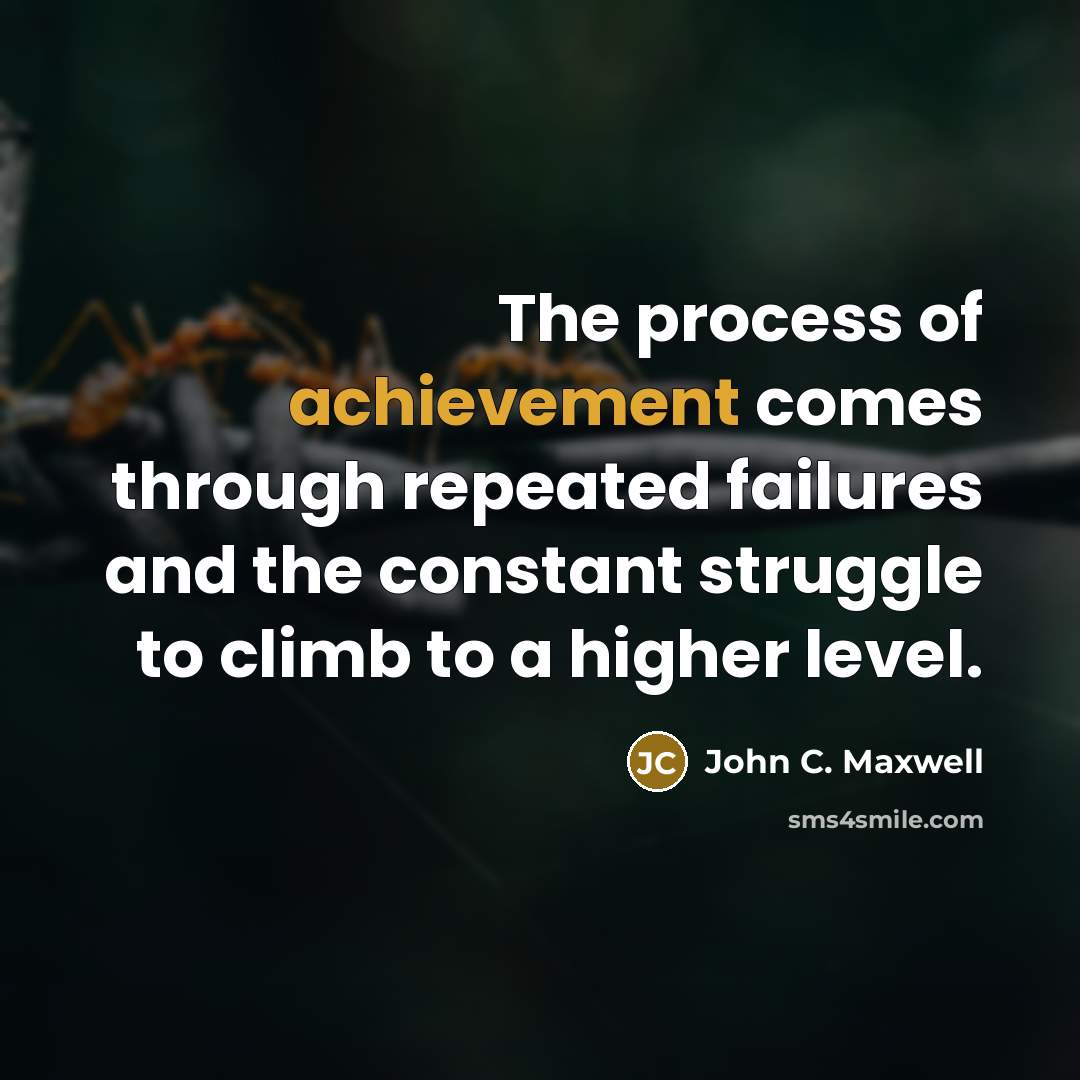 “The process of achievement comes through repeated failures and the…” quote by John C. Maxwell