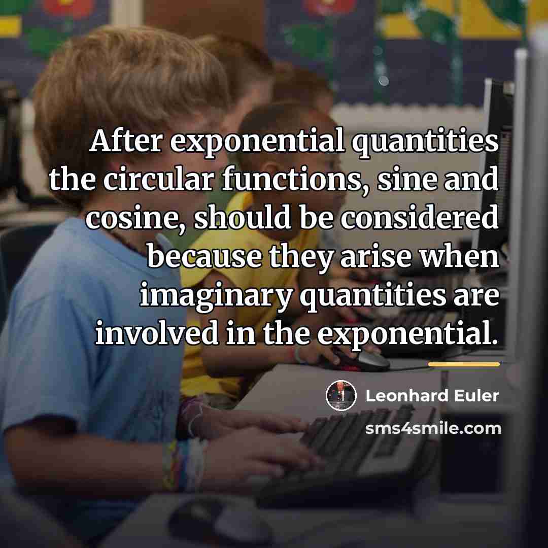 “After exponential quantities the circular functions, sine and cosine, should…” quote by Leonhard Euler
