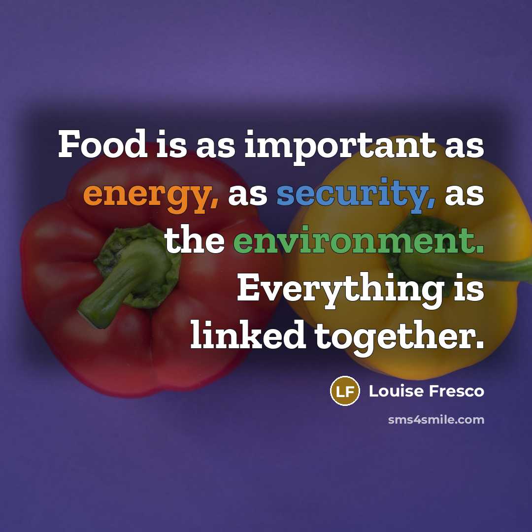 “Food is as important as energy, as security, as the…” quote by Louise Fresco