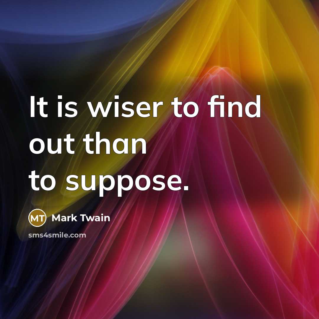 “It is wiser to find out than to suppose.…” quote by Mark Twain