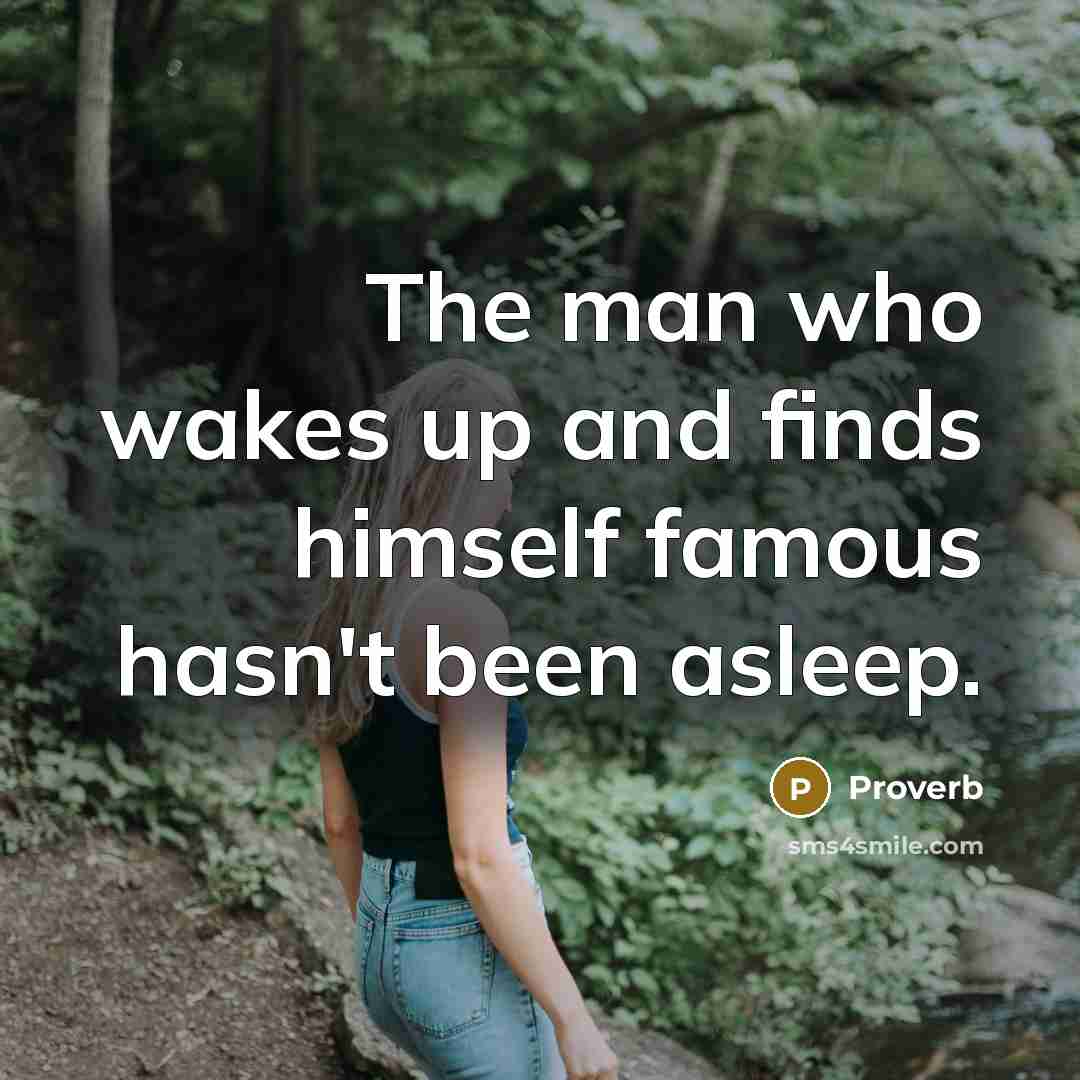 “The man who wakes up and finds himself famous hasn't been asleep.” quote by Proverb