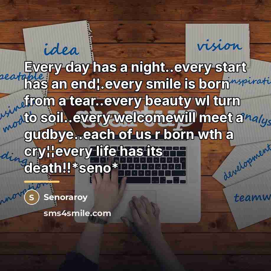 “Every day has a night..every start has an end¦.every smile…” quote by Senoraroy