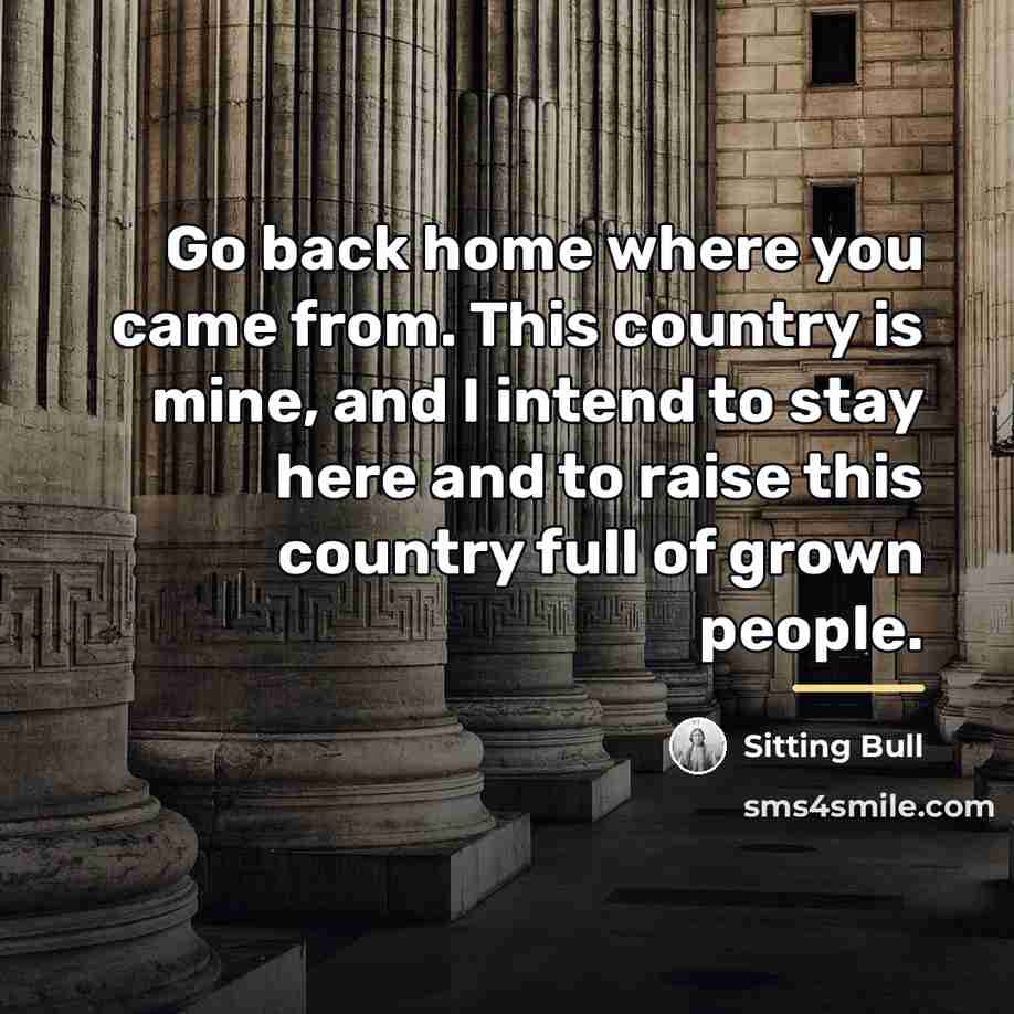 “Go back home where you came from. This country is…” quote by Sitting Bull