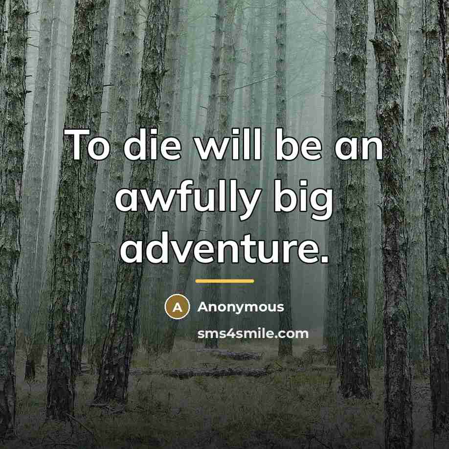 “To die will be an awfully big adventure.…” quote by Anonymous