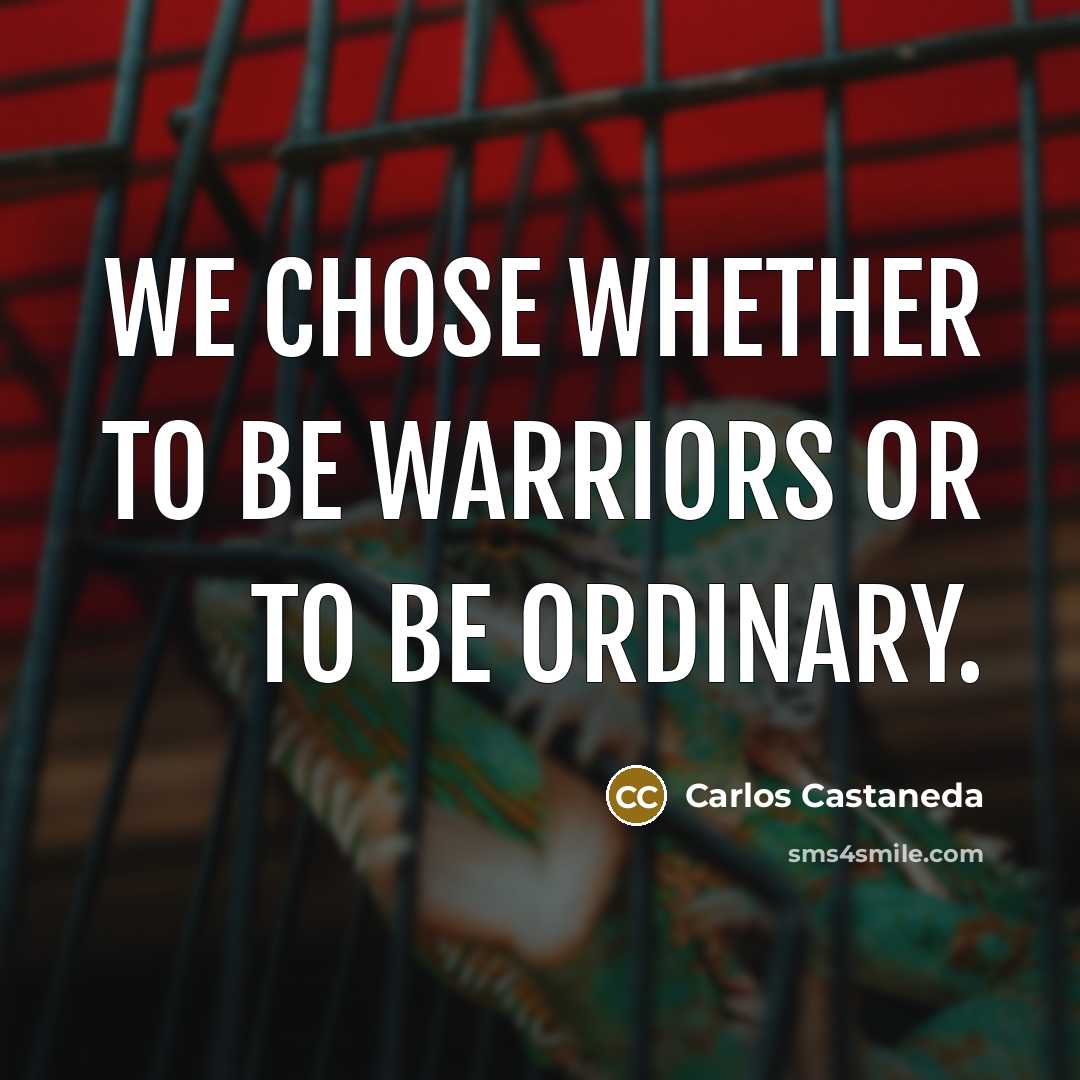 “We chose whether to be warriors or to be ordinary.…” quote by Carlos Castaneda