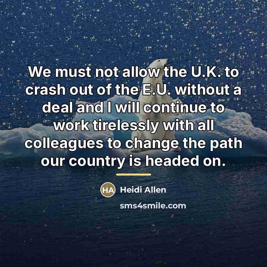“We must not allow the U.K. to crash out of…” quote by Heidi Allen