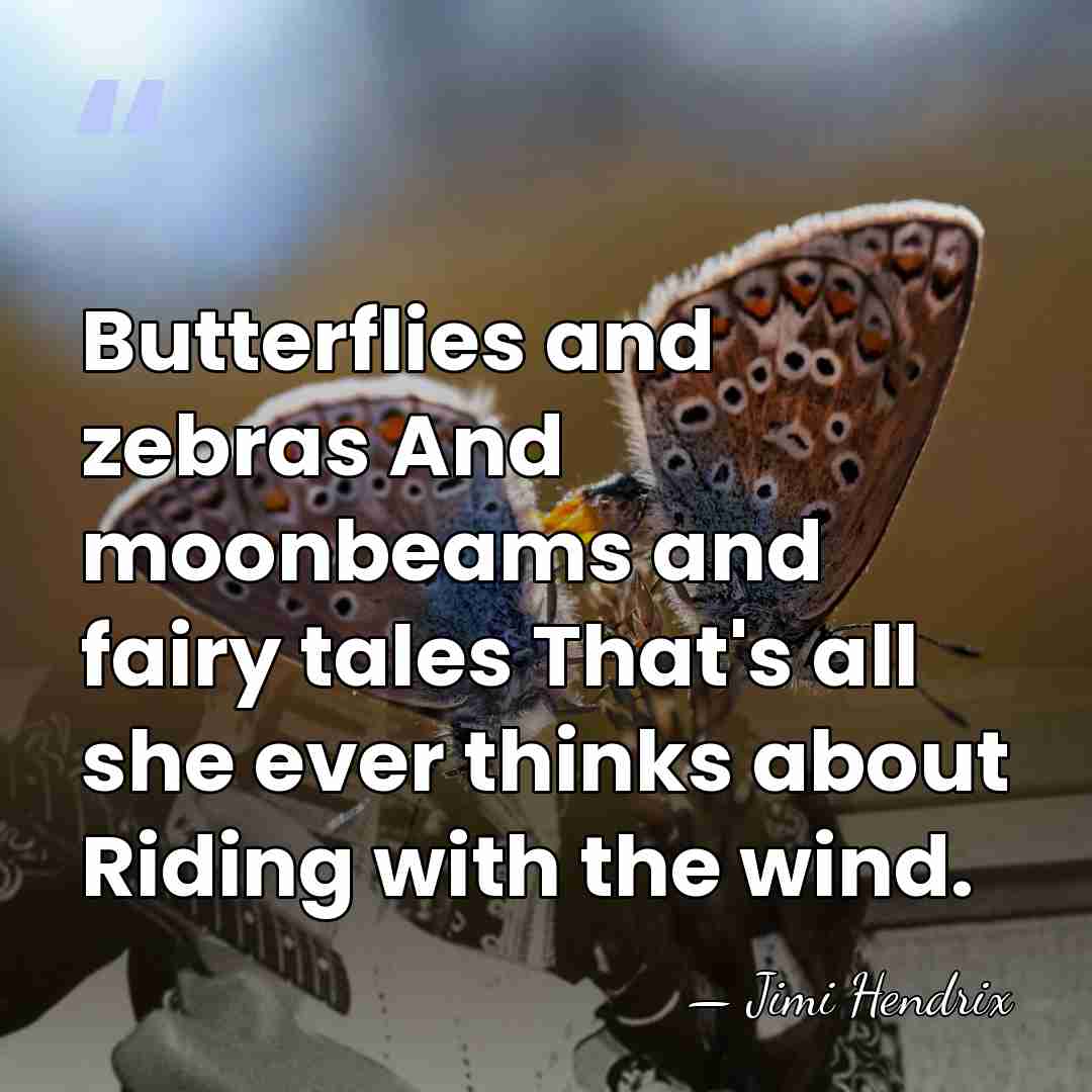 Butterflies and zebras And moonbeams and fairy tales That's all she ever&hellip; - Jimi Hendrix