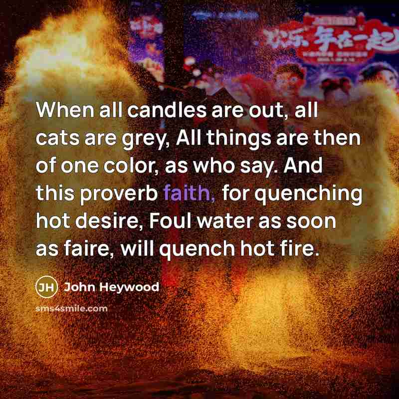 “When all candles are out, all cats are grey, All…” quote by John Heywood