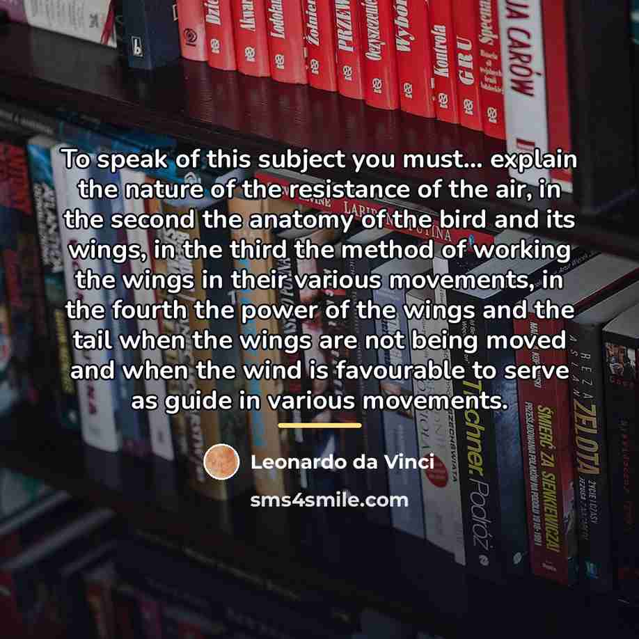 “To speak of this subject you must... explain the nature…” quote by Leonardo da Vinci