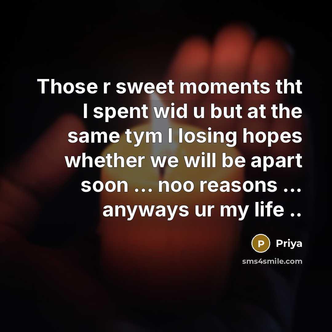 “Those r sweet moments tht I spent wid u but…” quote by Priya