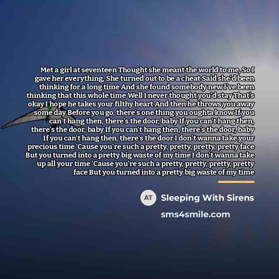 “Met a girl at seventeen Thought she meant the world…” quote by Sleeping With Sirens