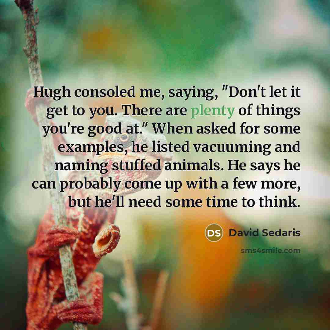 “Hugh consoled me, saying, "Don't let it get to you.…” quote by David Sedaris