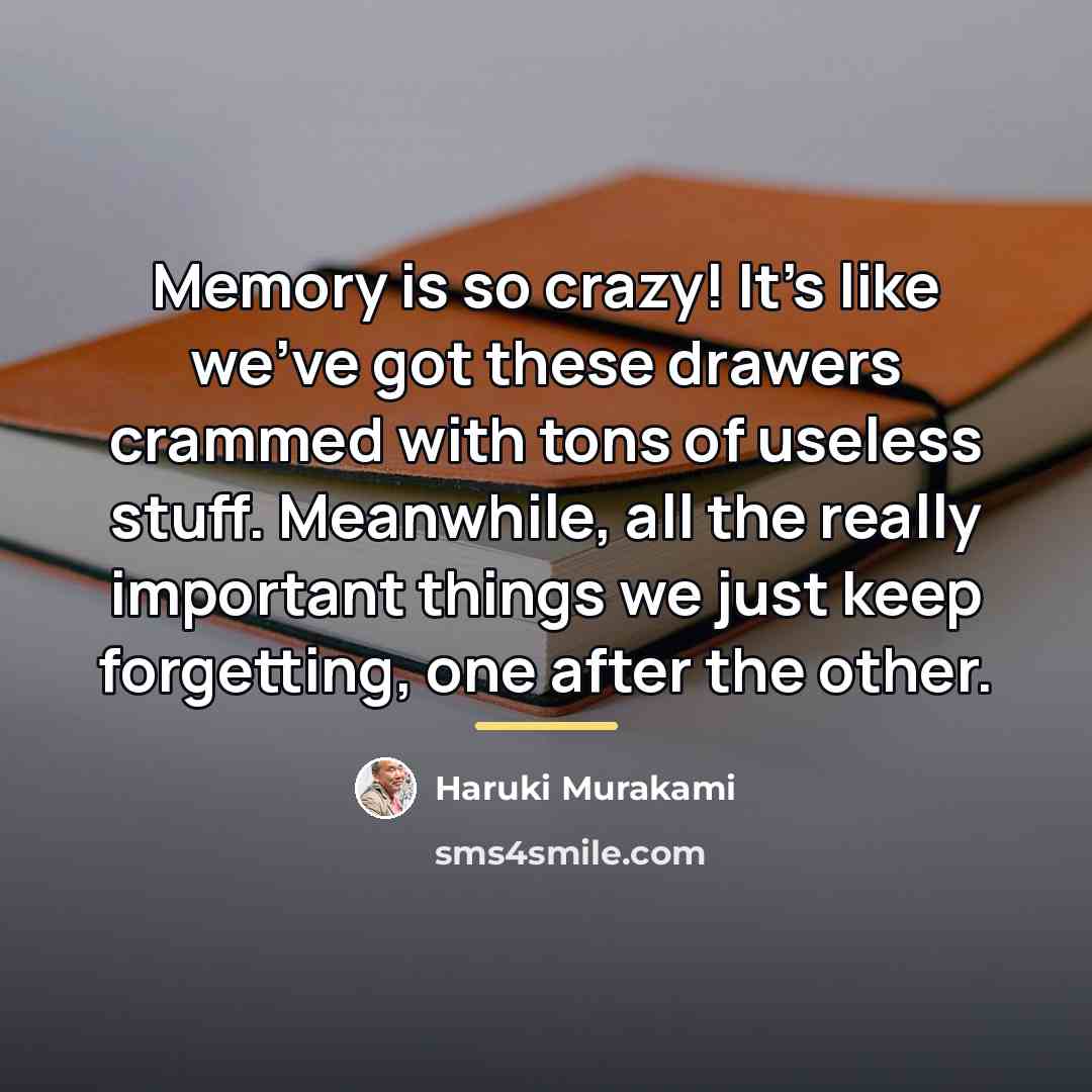 “Memory is so crazy! It's like we've got these drawers…” quote by Haruki Murakami