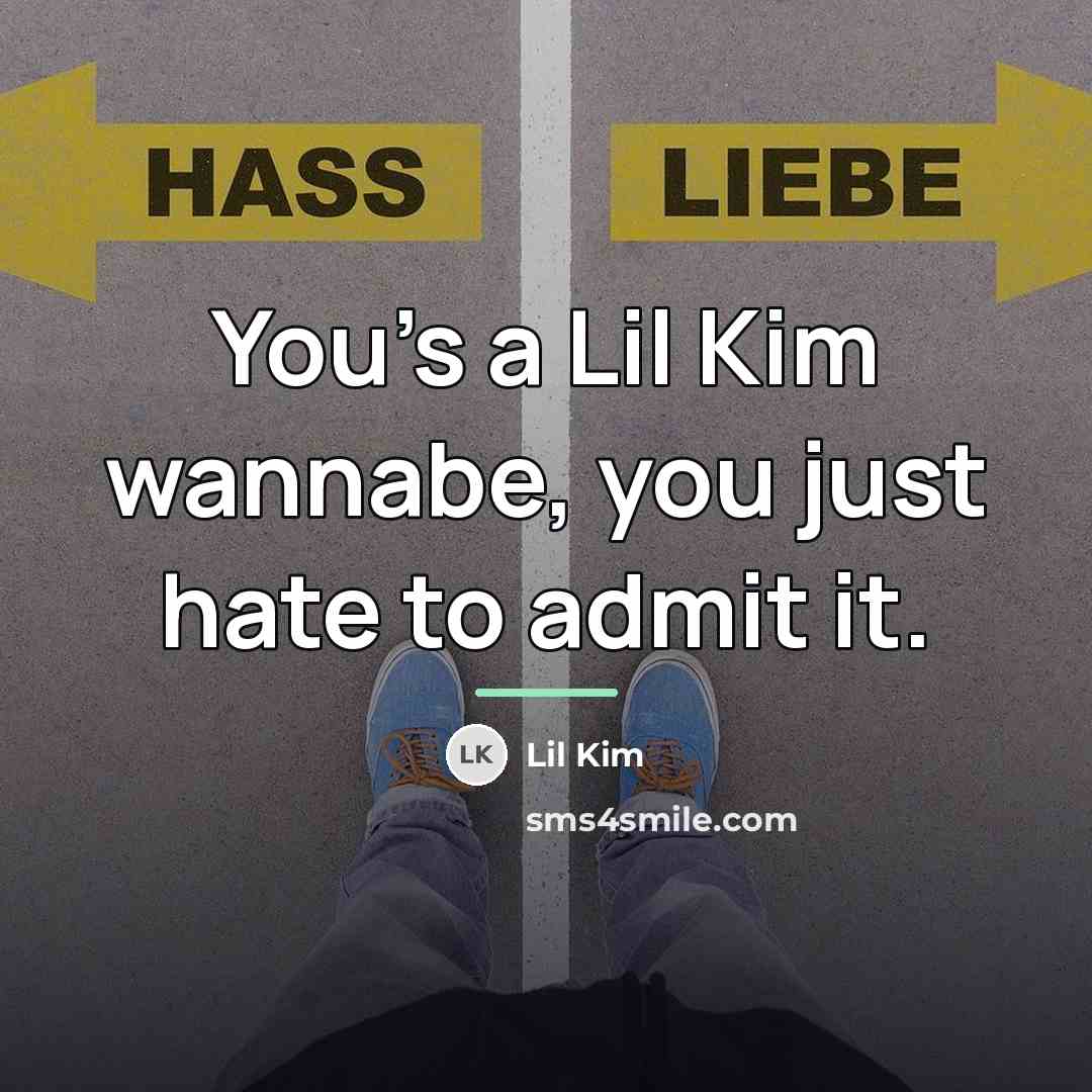 “You's a Lil Kim wannabe, you just hate to admit…” quote by Lil Kim