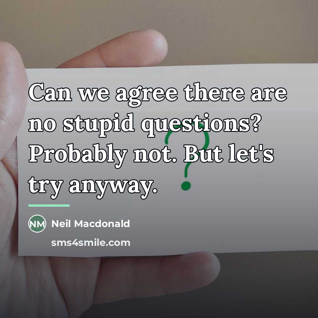 “Can we agree there are no stupid questions? Probably not.…” quote by Neil Macdonald