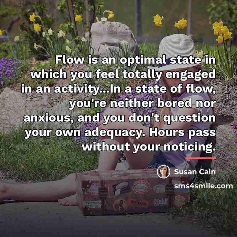 “Flow is an optimal state in which you feel totally…” quote by Susan Cain