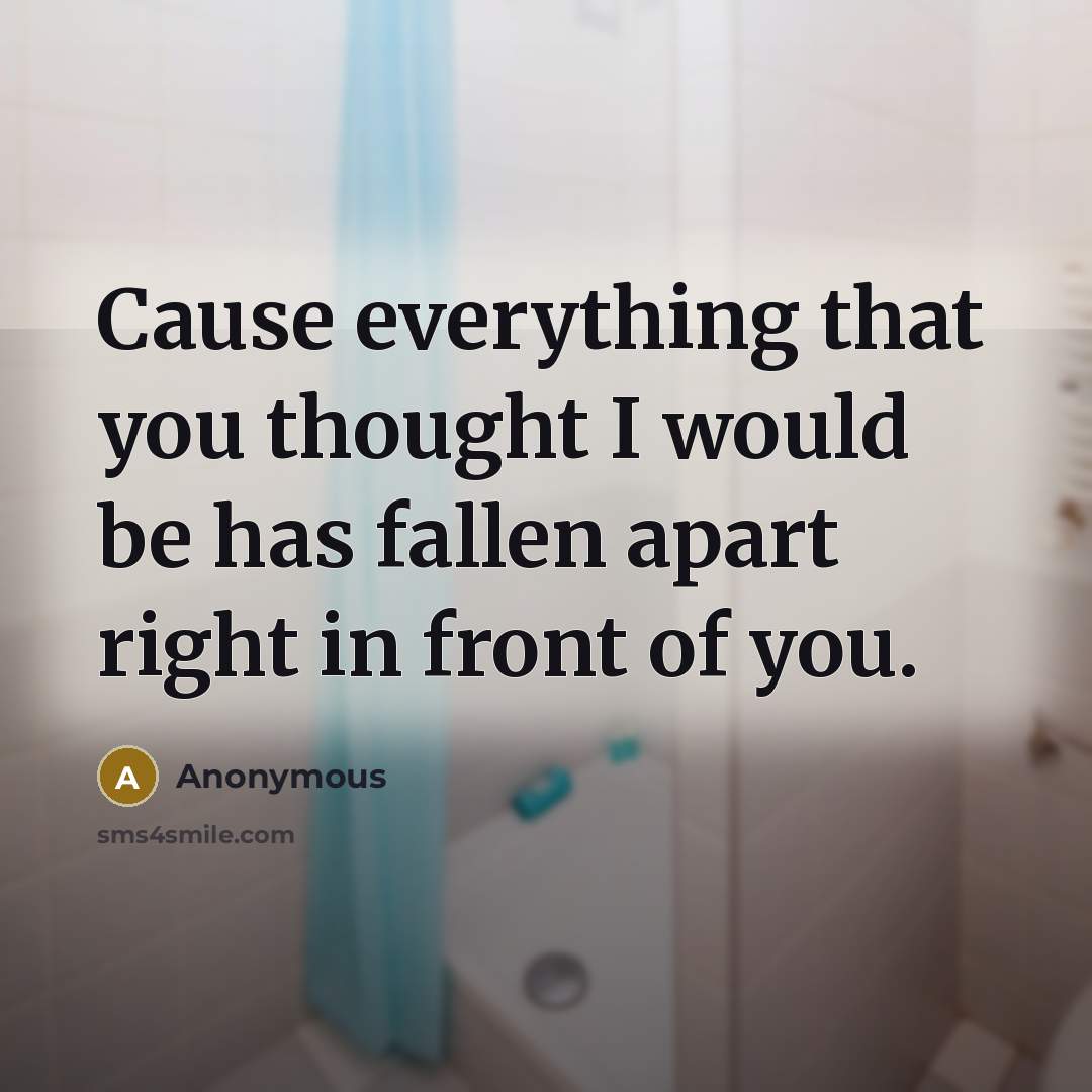 “Cause everything that you thought I would be has fallen apart right in front of you.” quote by Anonymous