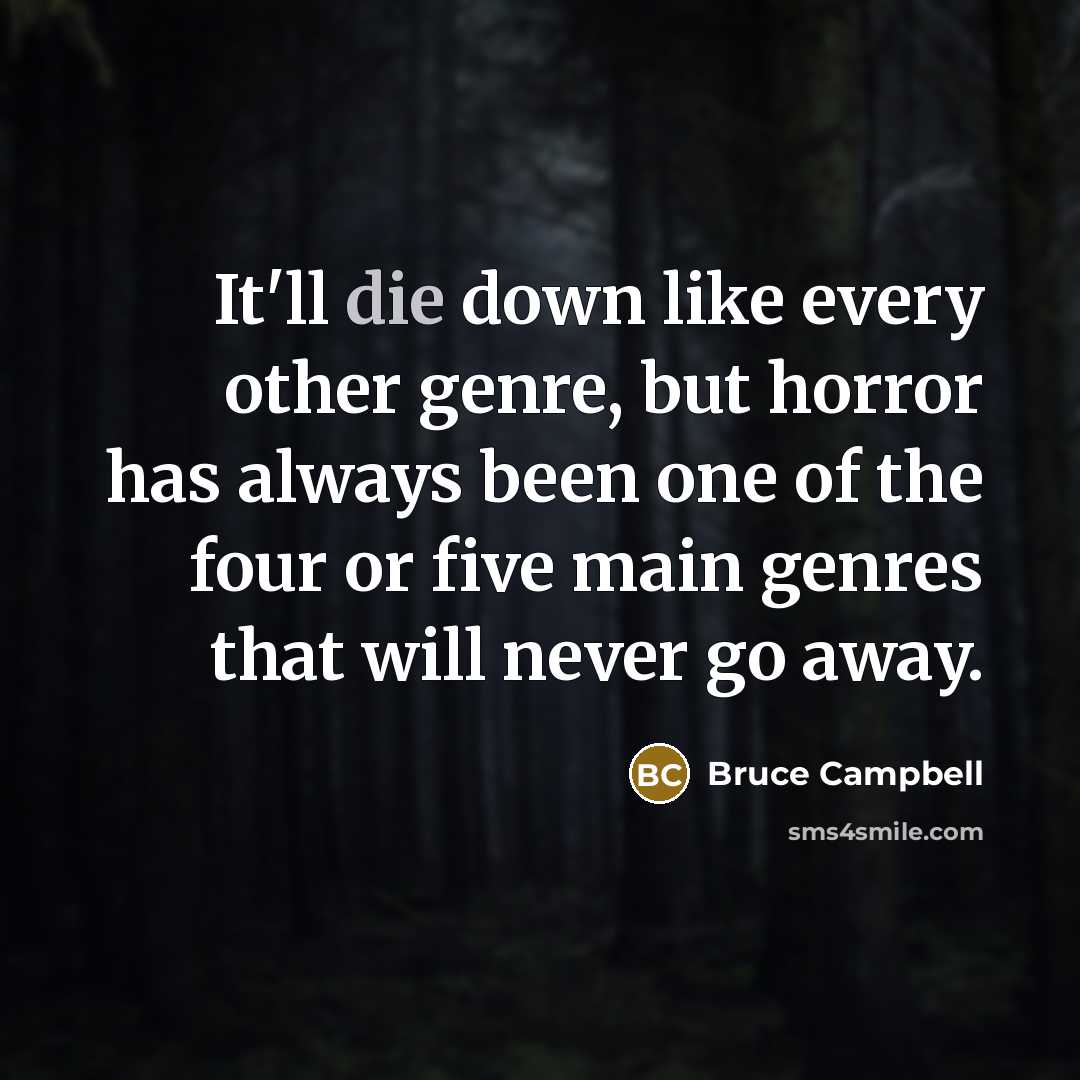 “It'll die down like every other genre, but horror has…” quote by Bruce Campbell