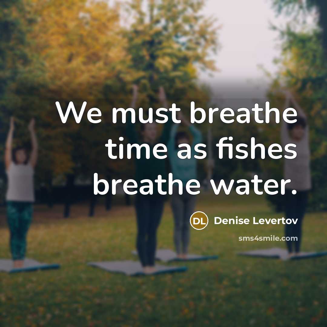 “We must breathe time as fishes breathe water.…” quote by Denise Levertov