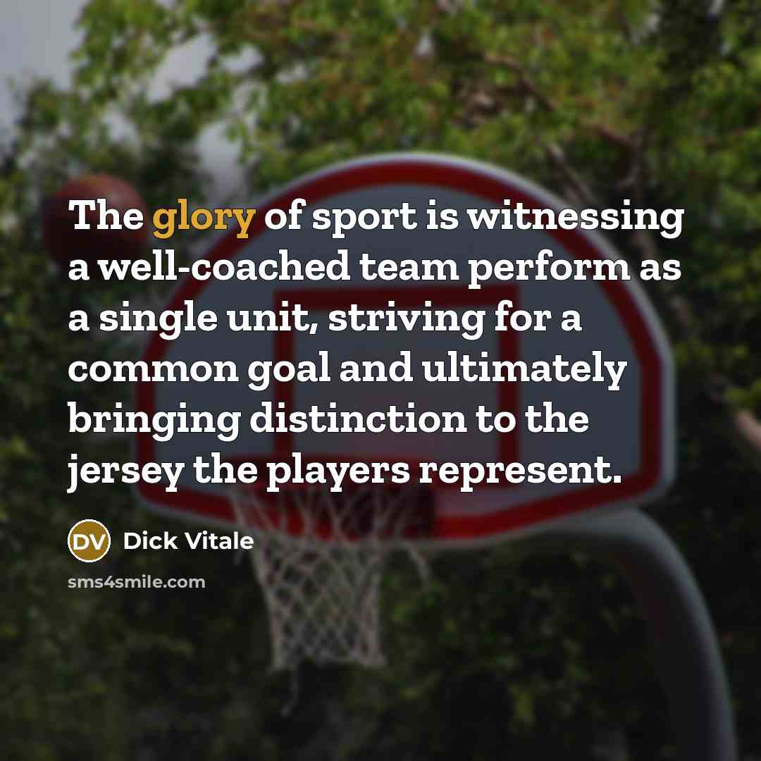“The glory of sport is witnessing a well-coached team perform…” quote by Dick Vitale