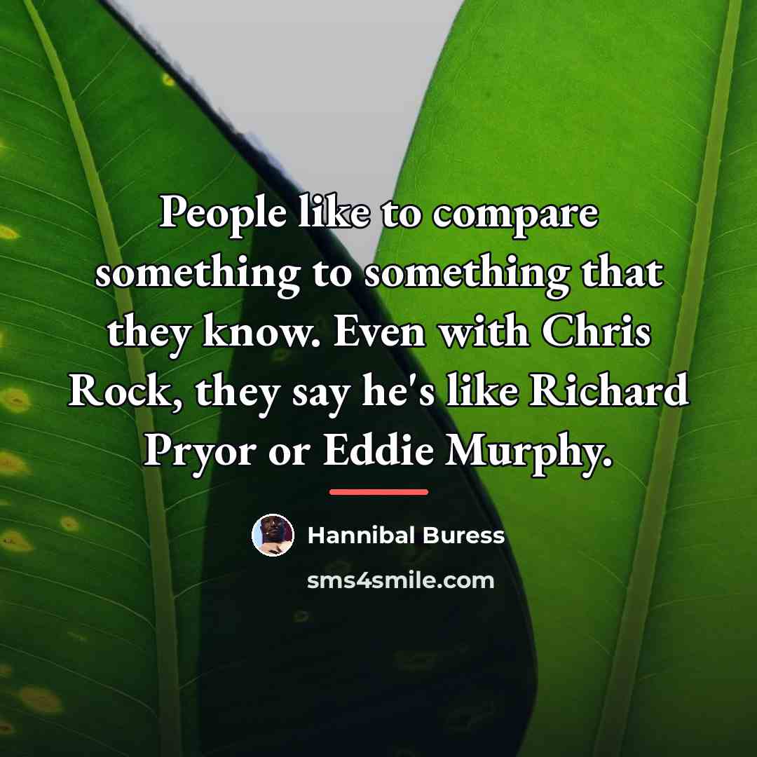 “People like to compare something to something that they know.…” quote by Hannibal Buress