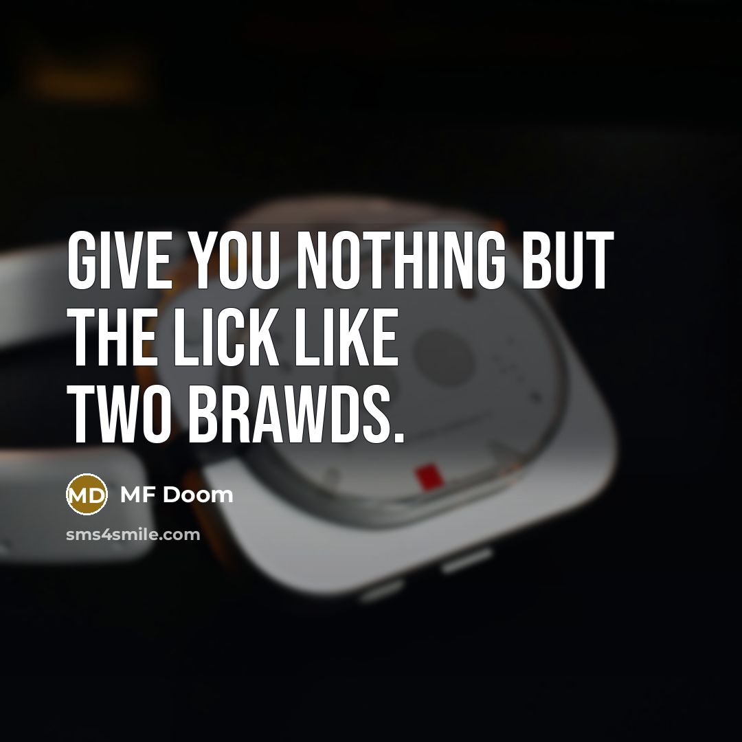 “Give you nothing but the lick like two brawds.…” quote by MF Doom