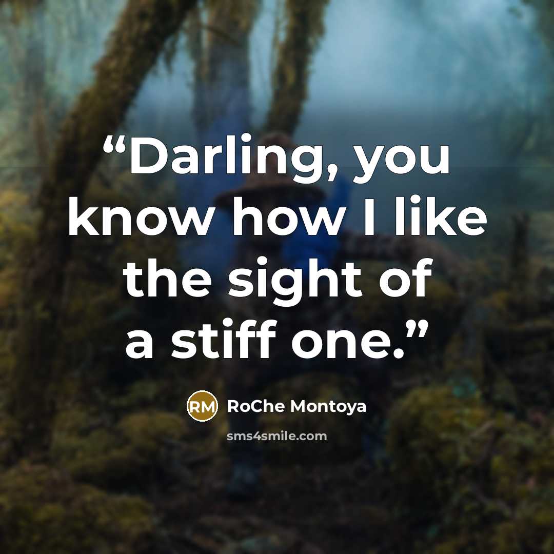 “Darling, you know how I like the sight of a stiff one.” quote by RoChe Montoya
