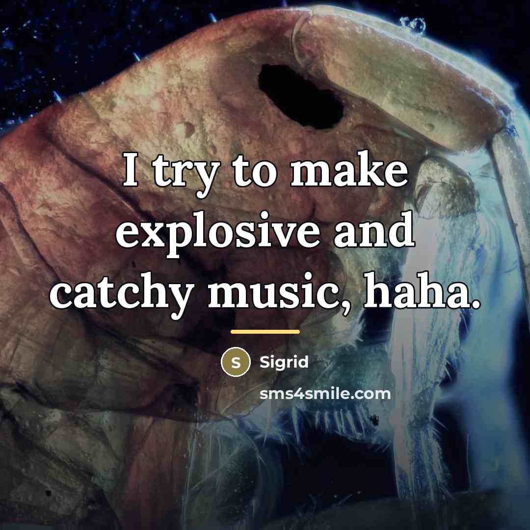 “I try to make explosive and catchy music, haha.…” quote by Sigrid