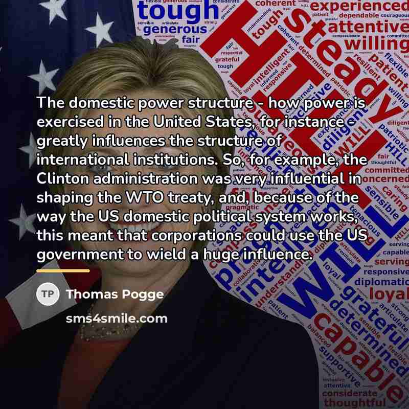 “The domestic power structure - how power is exercised in…” quote by Thomas Pogge