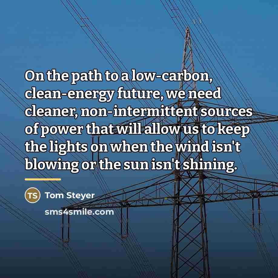 “On the path to a low-carbon, clean-energy future, we need…” quote by Tom Steyer