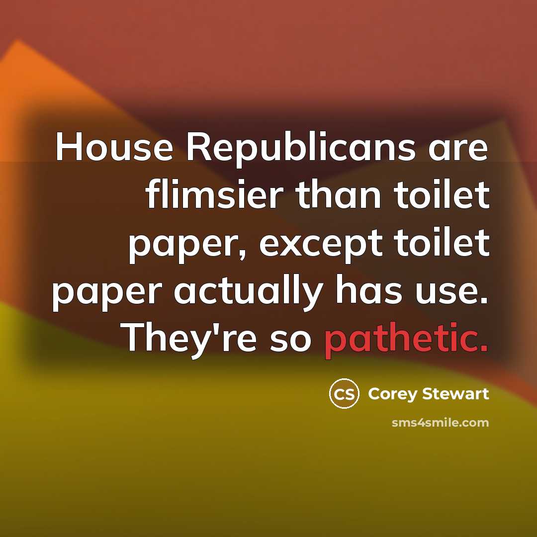 “House Republicans are flimsier than toilet paper, except toilet paper…” quote by Corey Stewart