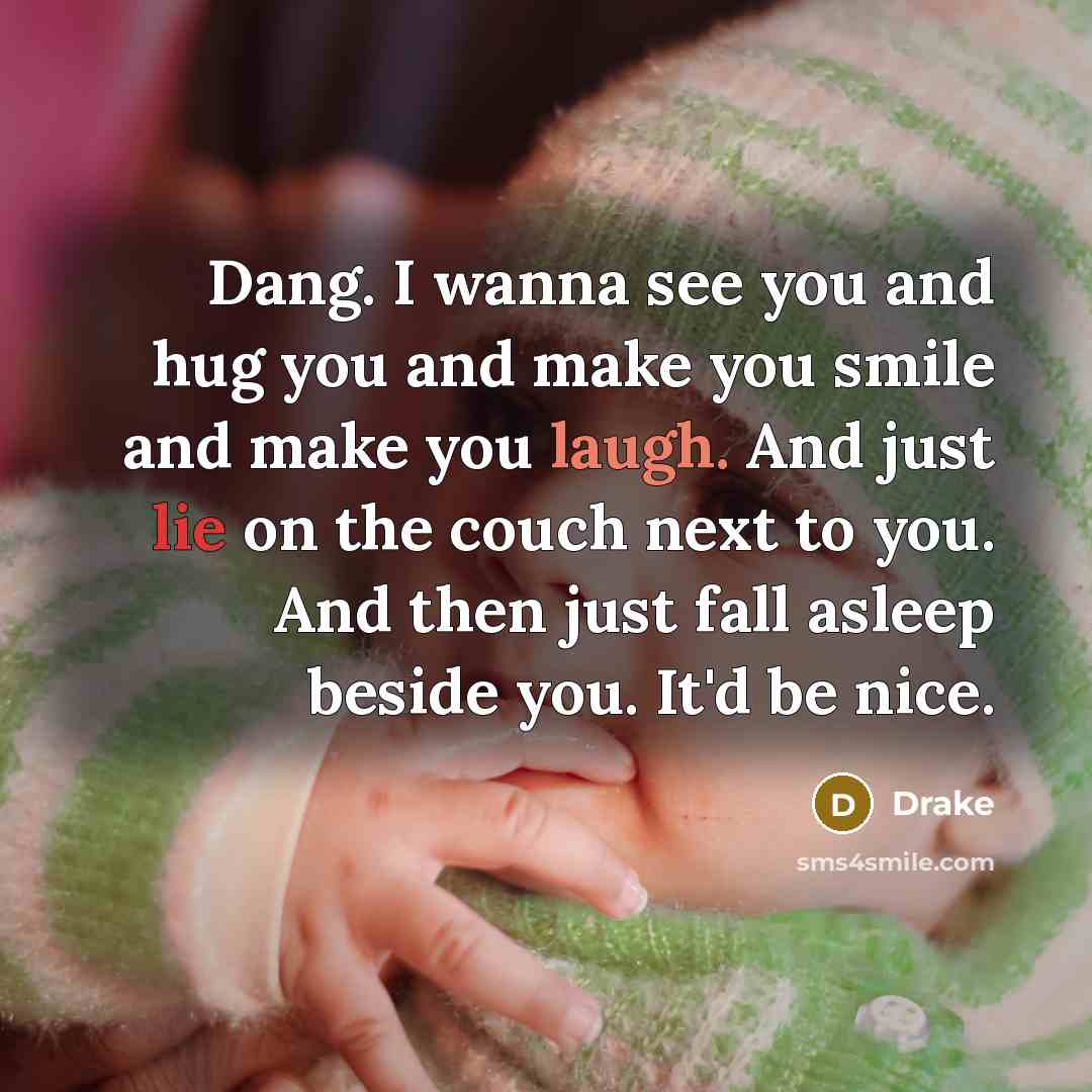“Dang. I wanna see you and hug you and make…” quote by Drake
