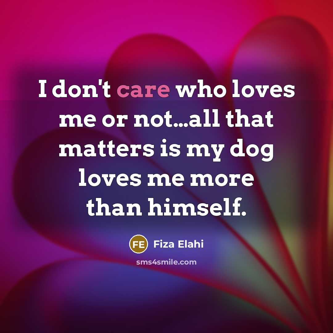 “I don't care who loves me or not....all that matters…” quote by Fiza Elahi