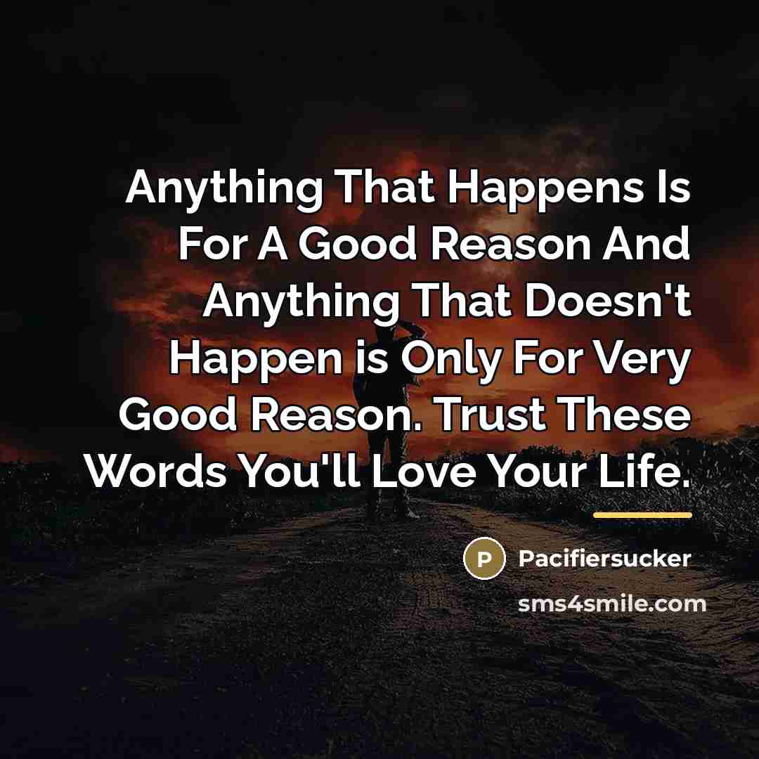 “Anything That Happens Is For A Good Reason And Anything…” quote by Pacifiersucker