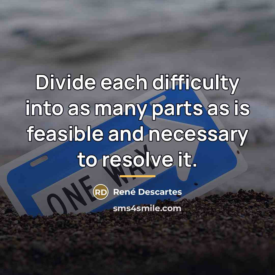 “Divide each difficulty into as many parts as is feasible…” quote by Rene Descartes