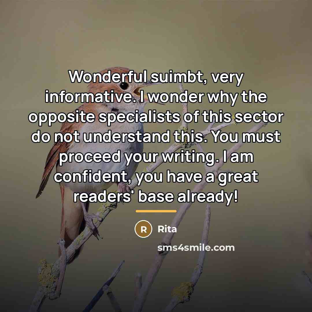 “Wonderful suimbt, very informative. I wonder why the opposite specialists…” quote by Rita