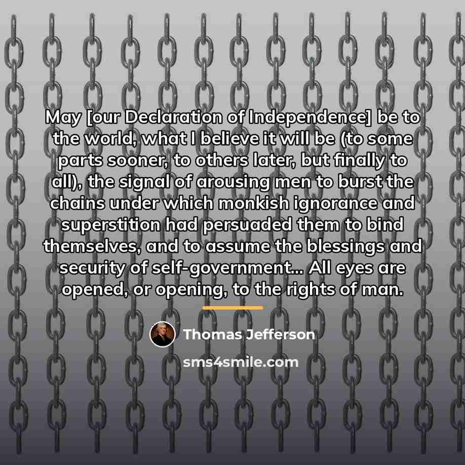 “May [our Declaration of Independence] be to the world, what…” quote by Thomas Jefferson