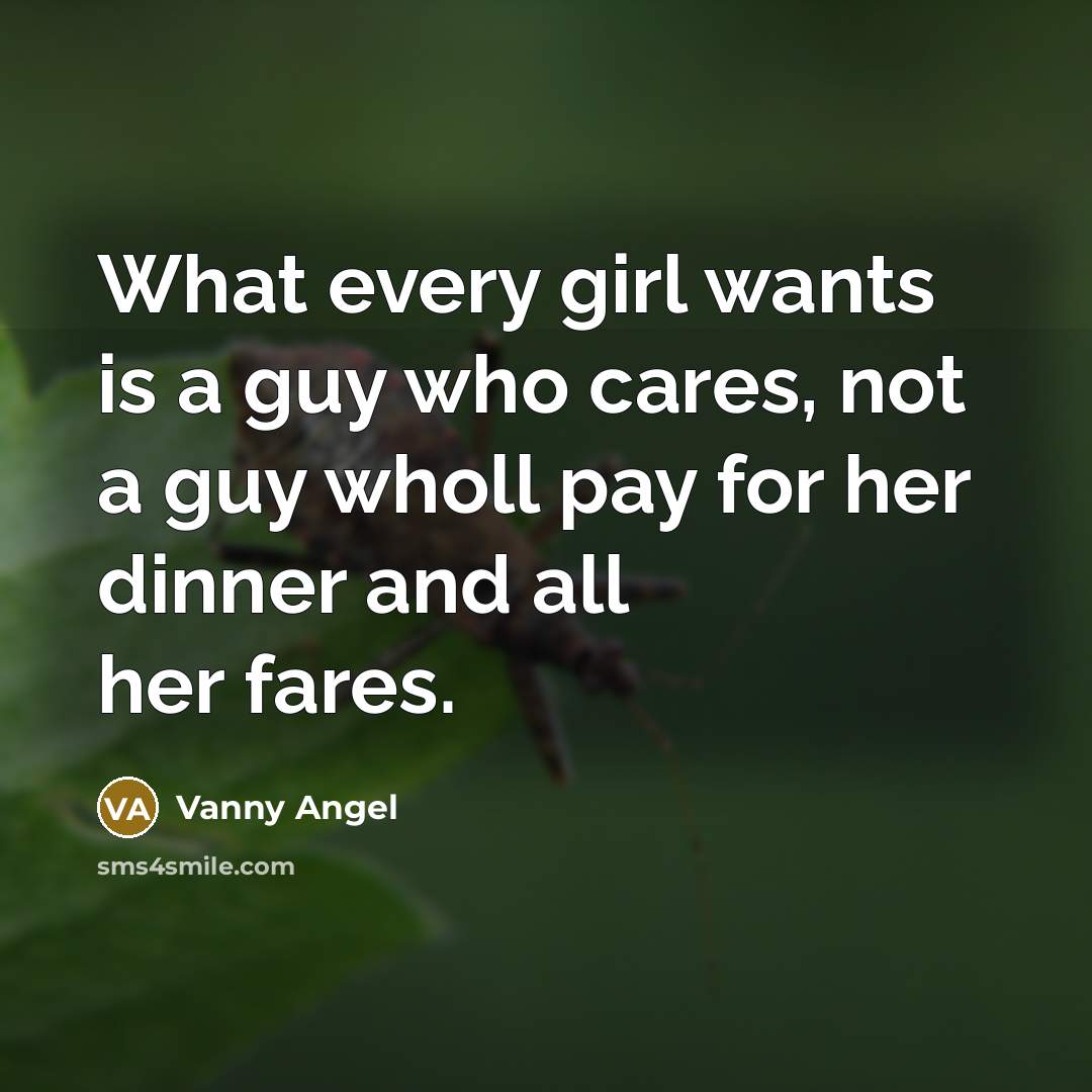“What every girl wants is a guy who cares, not…” quote by Vanny Angel