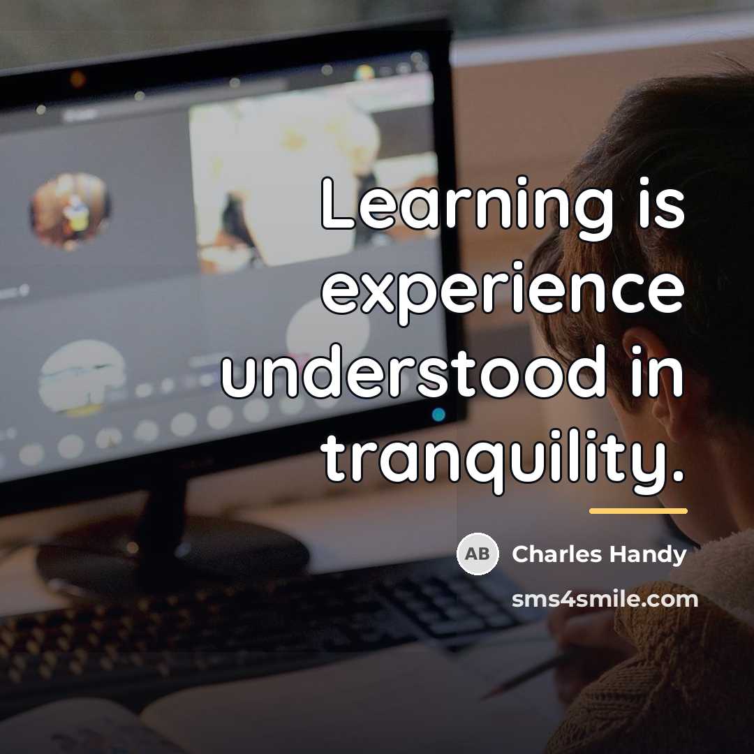 “Learning is experience understood in tranquility.…” quote by Charles Handy