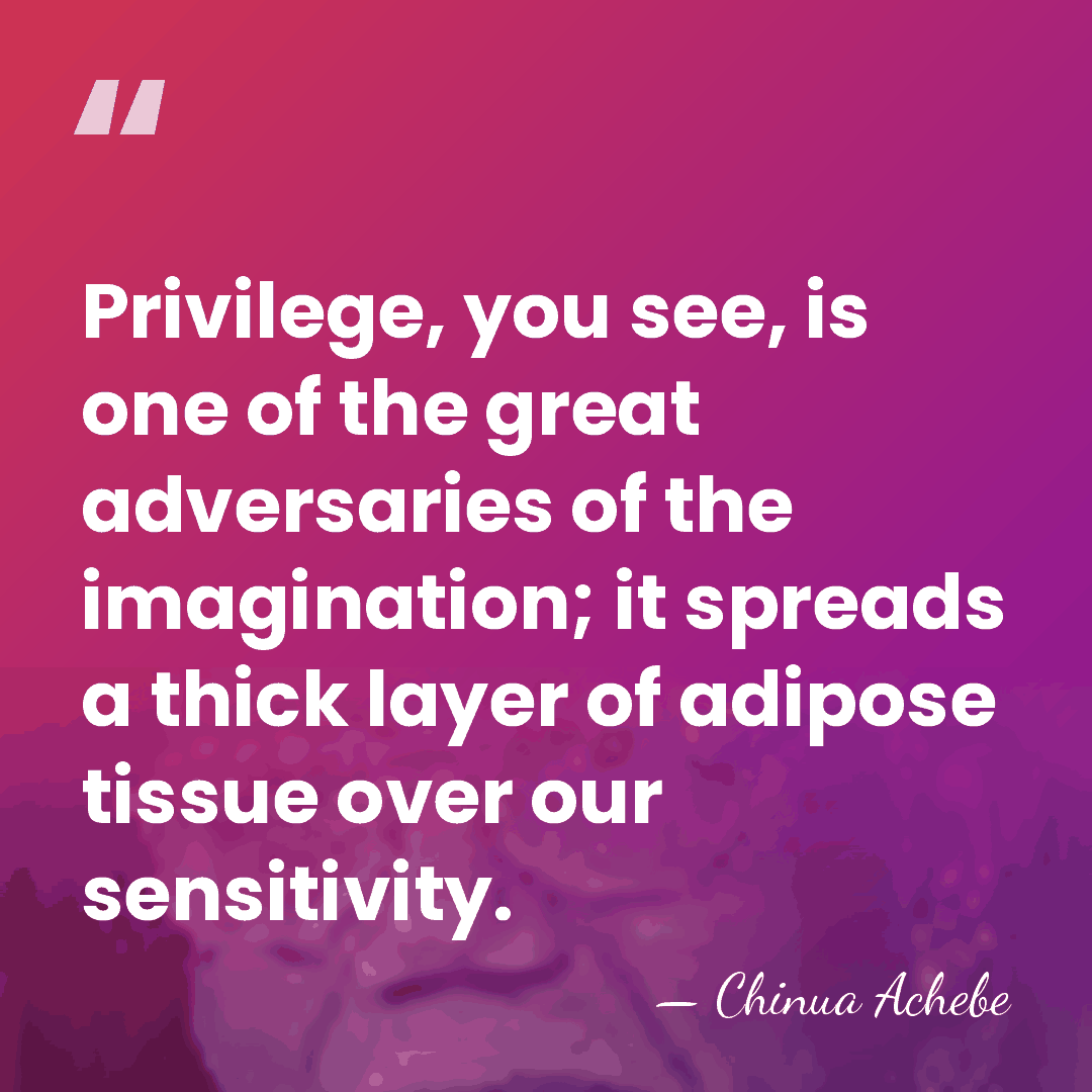 Privilege, you see, is one of the great adversaries of the imagination;&hellip; - Chinua Achebe